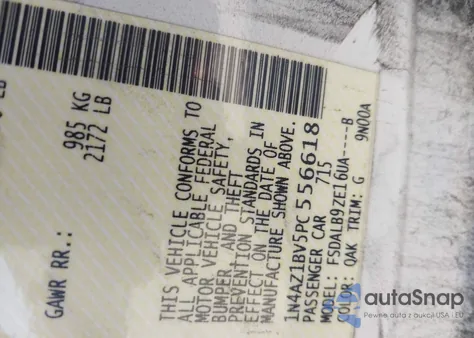 2023 Nissan Leaf S 40 Kwh z USA, uszkodzony, nr VIN 1N4AZ1BV5PC556618